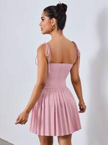 SHEIN Unity Sexy Exposing Back Strap Spaghetti Strap Dress For Charming Ladies - Pink - View 2