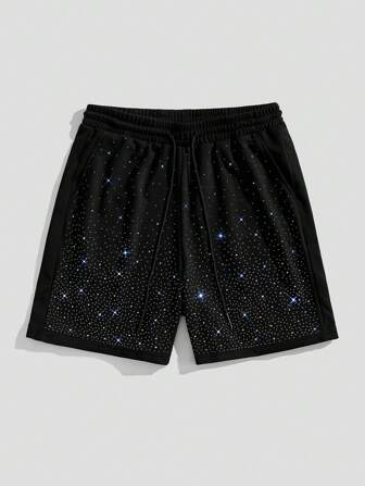 ROMWE Avant Shorts casuales para hombres con decoración de lentejuelas, ropa urbana, de vuelta al colegio