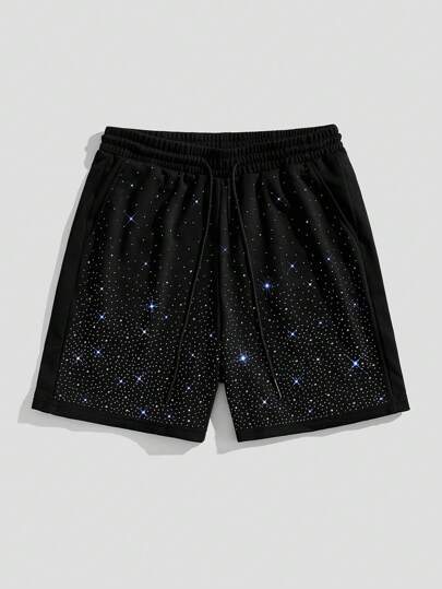 ROMWE Avant Pantalones cortos casuales con decoración de lentejuelas para hombre, ropa de calle