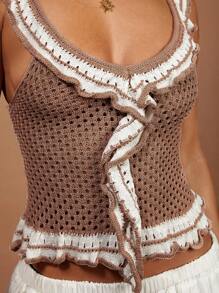 COSMINA Women Knit Tank Top With Ruffle Trim - Multicolor - View 8