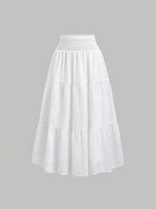 Sweetra Women's French Embroidered Lace Tiered Maxi Skirt, Spring/Summer
