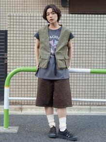 FRIFUL Women's Casual Solid Cargo Vest Jacket - Green - View 3