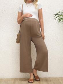 SHEIN Casual Rak Nitknapp Lösa Gravidbyxor, mångsidig