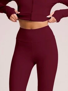 Musera Sport High Waisted Ankle Activewear Sports Leggings Workout Daily Gym Fitness Pilates Casual - Burgundy - View 3