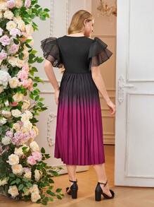 Váy xếp ly màu tím xếp ly organza cho bé gái tuổi teen có tay xòe ấn tượng, phong cách cổ điển thanh lịch, mùa xuân/hè, ngày lễ, mùa hè, du lịch - Nhiều màu - Xem 2