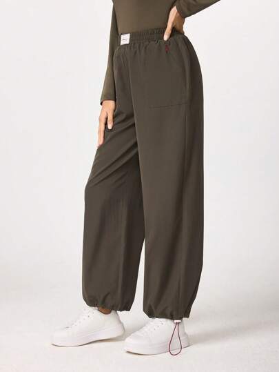 TaskEZ Solid Color Casual Elastic Cuff Scrub Uniform Pants