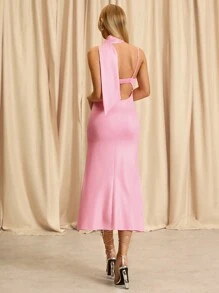 Glamine Vestido de mujer casual hasta la pantorrilla, de color liso minimalista para uso diario