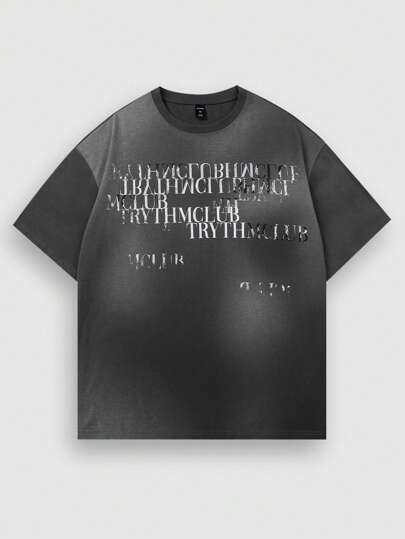 Grunge Punk Camiseta con estampado de eslogan para hombres, apta para uso diario en primavera y verano