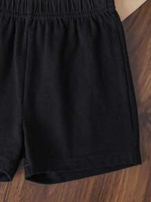 男婴时尚舒适百搭斋月图案圆领短袖 T 恤套装，适合夏季