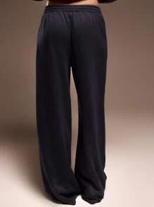 MUSERA Mid Rise Roll Waistband Wide Leg Jogger Cute Vacation For  Chic Elegant - Blue - View 3