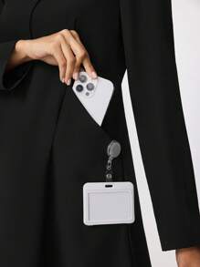 TaskEZ Women's Solid Color Round Neck Long Sleeve Pocket Top And Trousers, Scrub Uniform Set - Black - View 7