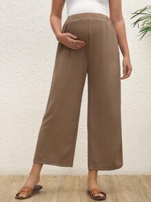 SHEIN Casual Rak Nitknapp Lösa Gravidbyxor, mångsidig