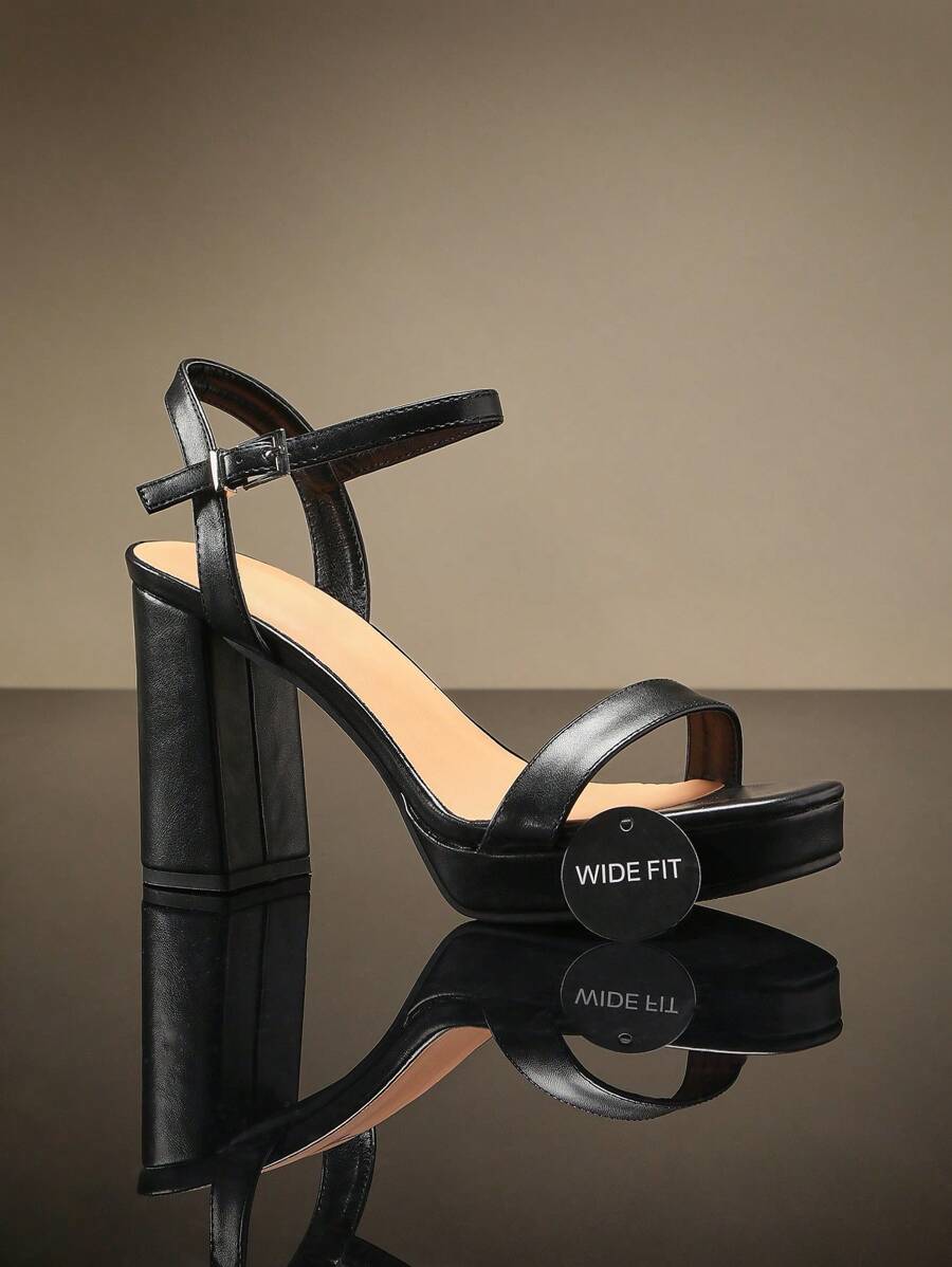 SHUZIA Giày sandal cao gót đế vuông dáng rộng, không thể thiếu trong mùa lễ hội – Quai mảnh và khóa mắt cá chân tối giản mang đến sự sang trọng và thoải mái tinh tế. Món quà Ngày của Mẹ, Giáng sinh, Ngày Valentine. Dáng rộng. - màu đen - Xem 1