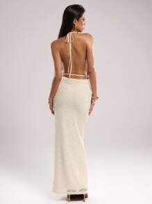 SHEIN BAE 女士休闲宽松圆领无袖连衣裙，简约时尚，适合日常穿着 - 白色 - 查看 2