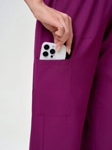 TaskEZ Color Block V-Neck Short Sleeve Top And Pants /Nurse Scrub Uniform Set - Multicolor - View 8