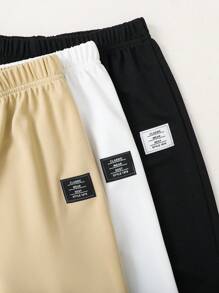 6pcs Tween Boys Casual Cute Expression Print Round Neck Knit Top And Shorts Set, Suitable For Commuting, School, Everyday Casual, Sports, Spring/Summer