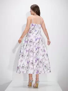 SHEIN MOD Plus Size Romantic Floral Print Fitted Slip Dress For Spring - Multicolor - View 2