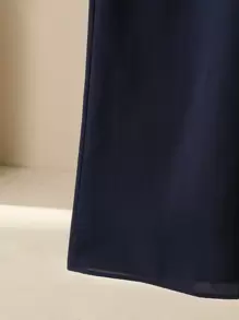 Lacomfia 2pcs Plus Size Set: Elegant Round Neck Embroidered Mesh Patchwork Fall Cloth For Women - Navy Blue - View 5