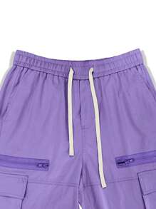 Manfinity Hypemode Men Solid Flap Pocket Side Cargo Pants - Purple - View 7