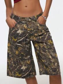 SHEIN EZwear Women's Casual Loose Fit Camouflage Print Jeans