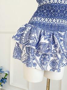 Elamini Vacation Casual Print Bandeau Dress
