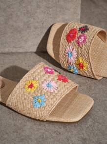 SHUZIA Sandalias deslizantes de verano con piedras preciosas, diseño de ojo glamoroso, color negro y suela antideslizante para el dedo del pie