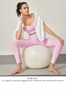 GLOWMODE 24" FeatherFit™ Renew Leggings With Built-In Underwear Valentine's Day Low Impact Yoga Daily Fall Winter - Bubblegum Pink - View 8