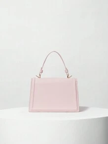 Bolso de mano elegante de unicolor, cartera con solapa de estilo retro para mujer, bolso bandolera de PU con asa superior para San Valentín
