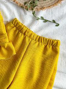 Vintaside Kids 2 件装女婴休闲可爱蝴蝶结无袖上衣和裤子套装