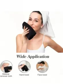 HYER KITCHEN 3/6/12pcs Set Bathroom Hand Towel & Face Towel, Black, Super Soft, Quick-Drying, Absorbent, Thick Home Bathroom Decor Summer - Black - View 2
