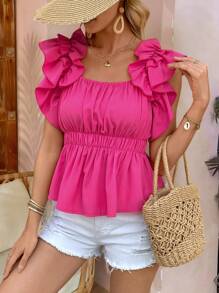 Chiquease 女士简约休闲日常衬衫 - 玫紅色 - 查看 3