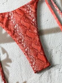 Swim Vcay 2pcs/Set Spring Break 2025 Print Random Halter Triangle Top And Side Tie Bottom Bikini Swimwear For Women Summer Beach