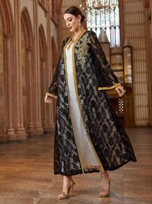 Al Najma Áo choàng Abaya Ả Rập đơn giản thanh lịch dành cho nữ, trang phục thường ngày - màu đen - Xem 6
