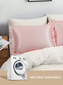 1件缎面蕾丝枕套，丝滑柔顺，呵护秀发和肌肤，奢华丝滑，超柔软透气，无填充物，可机洗，适用于家庭床上用品和学生宿舍，通过Oeko-Tex认证。 - 淺粉色 - 查看 7