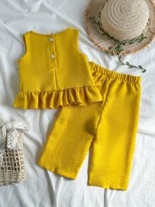 Vintaside Kids 2 件装女婴休闲可爱蝴蝶结无袖上衣和裤子套装