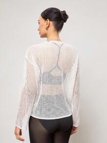 Activina 轻薄针织镂空长袖运动T恤衫 - 綠色 - 查看 2