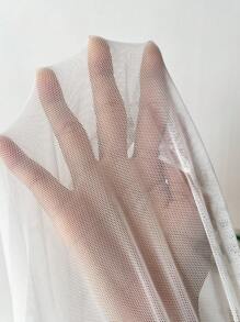 Muchica Casual Solid Color Mesh Fitted Dress - White - View 6