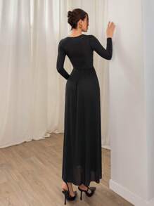 Aloruh 女士纯色长袖开叉休闲优雅连衣裙 女士春装 舞会礼服 复活节沙滩装 夏季礼服 套装 可爱连体裤 休闲婚礼毕业礼服 节日礼服 狂欢节礼服 节日婚礼宾客礼服 女士礼服 商务休闲 生日礼服 俱乐部礼服 女士沙滩装 波西米亚风舞会礼服 新娘派对礼服 性感节日礼服 伴娘礼服 海滩度假优雅礼服 茶会礼服 黑色礼服 白色蕾丝 - 深灰色 - 查看 2