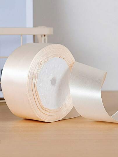 SHEIN 1Pc 4cm*2200cm Beige Gift Wrapping Ribbon, Handmade Bow Ribbon, DIY Handmade Packaging, Birthday Gift, Wedding Gift Decoration, Very Suitable For Gift Packaging