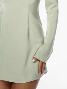 MISSGUIDED One Shoulder Satin Mini Dress Asymmetric Drape Long Sleeve Bodycon Party Club Evening Elegant Form-Fitting Spring Summer