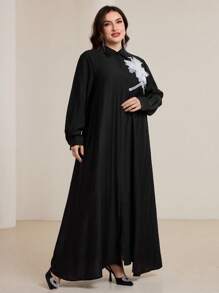 Graceveil Vestido casual holgado de manga larga, con cuello de camisa y estampado floral, en tallas grandes, transpirable y elegante para uso diario, de corte recatado