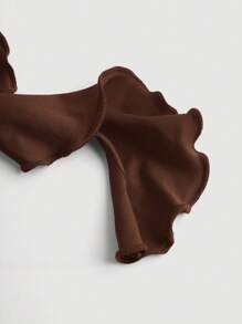 SHEIN MOD Brown Spaghetti Strap Top With Lace-Up Hem & Flare Sleeves - Brown - View 4