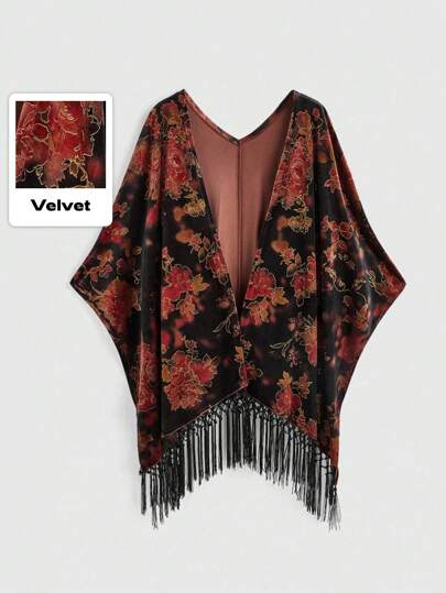 Hippie Plus Size Women Boho Western Wear Asymmetrical Tassel Hem Cardigan Shirt Top, Textured Fabric, Spring/Summer