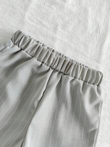 Vintaside Kids 2 Stücke Youngboy Aprikosen Lässig Minimalist vielseitiges Webstoff Kurzarm Hemd mit Gummizug Taille Shorts Set, geeignet für Ausflüge und Veranstaltungen - Verschiedenfarbig - Übersicht 4