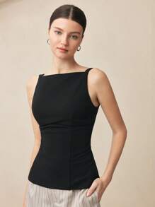 BizChic Black Elegant Women's Off Shoulder Summer Tank Top, Music Festival Blouse