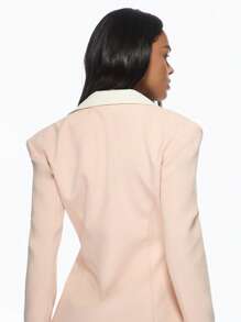 MISSGUIDED Vestido blazer mini con puños de contraste, vestimenta profesional de negocios para fiestas y oficina, ajuste entallado, manga larga, longitud por encima de la rodilla, sofisticado - Rosa - Ver 6