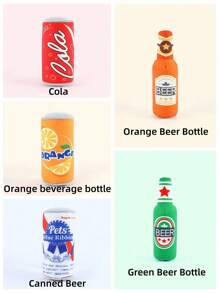 1 件装毛绒发声啤酒瓶和可乐瓶设计宠物狗咀嚼玩具用于磨牙 - 彩色 - 查看 3