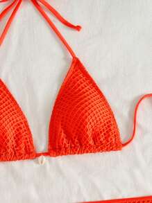 Swim Mod 3pcs/Set Women Spring Break Bikini Set Swimwear & Skirt, Beach Clothes For Summer Beach Vacation - Orange - View 3