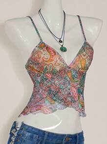 SHEIN ICON Y2k Spring Beach Boho Printed Camisole Western Wear Women Top, Simple Fashion Daily Casual - Multicolor - View 3