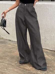 DAZY 女式宽松直筒牛仔裤，带口袋